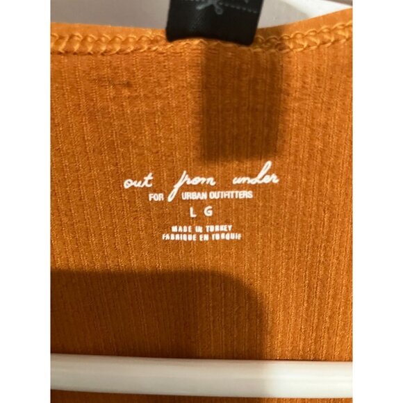 Out From Under Women's V-Neck Ribbed Crop Top, Burnt Orange, Large - Picture 3 of 3